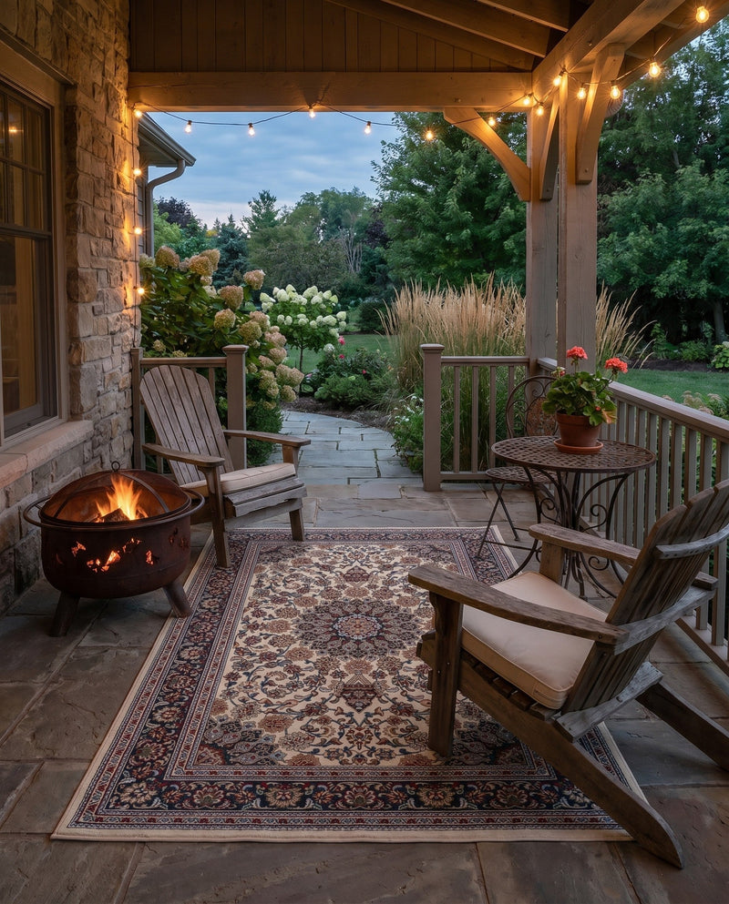 Patio Heritage Collection Area Rug -  Bower Rectangle Ivory  lifestyle 74