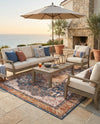 Patio Heritage Collection Area Rug -  Courtyard Rectangle Navy Blue and Light Pink  lifestyle 26