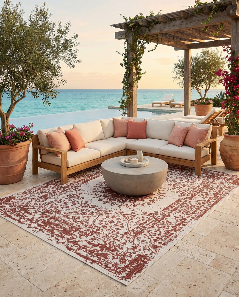 Patio Heritage Collection Area Rug -  Lafayette (Rust Red) Rectangle Rust Red  lifestyle 14