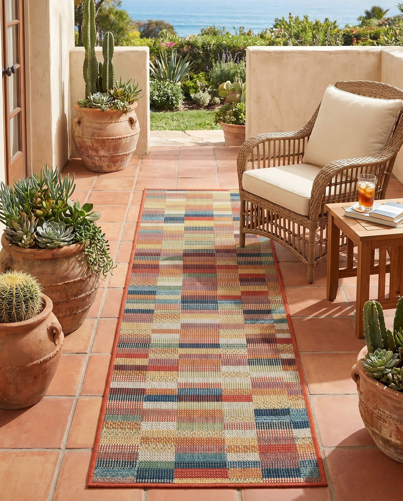 Coastal Terrace Collection Area Rug -  Harbor Runner Multi  lifestyle 70