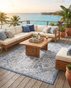 Tribal Terrace Treasures Collection Area Rug - Mayan Marina (Blue) Rectangle Blue  lifestyle 38