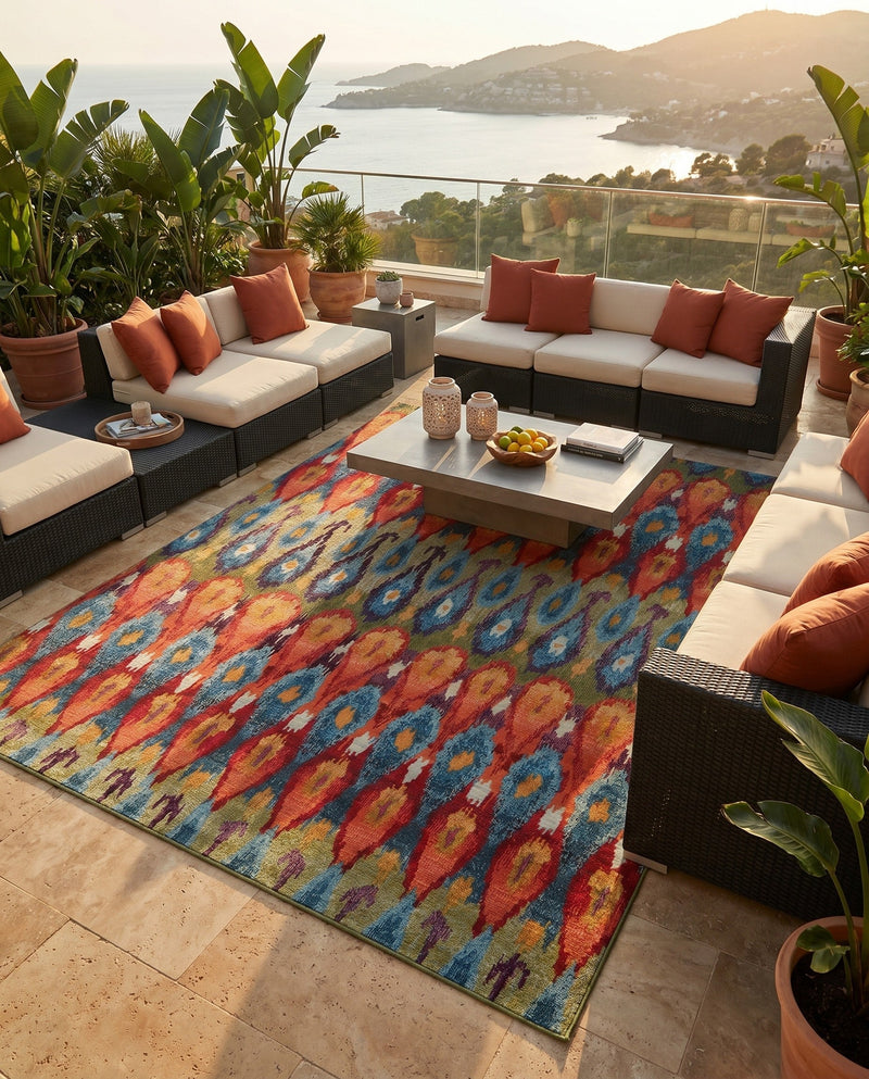 Urban Terrace Collection Area Rug -  Compass Rectangle Multi  lifestyle 34
