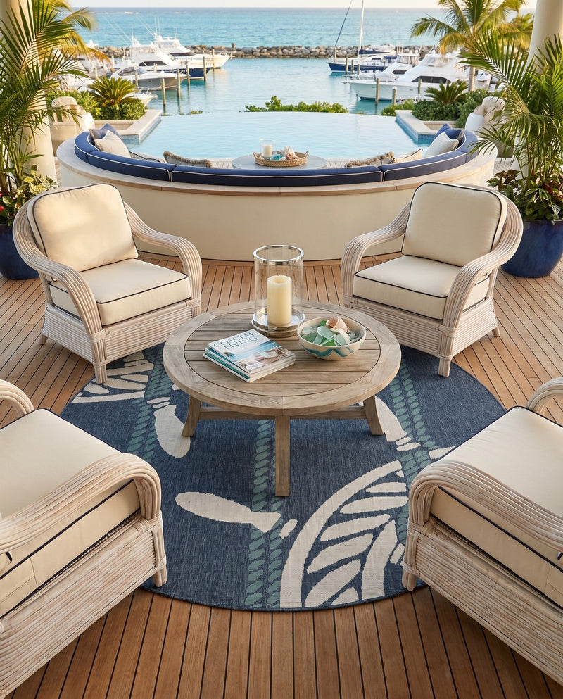 Seaside Haven Rugs Collection Area Rug - Harbor Round Navy Blue  lifestyle 18