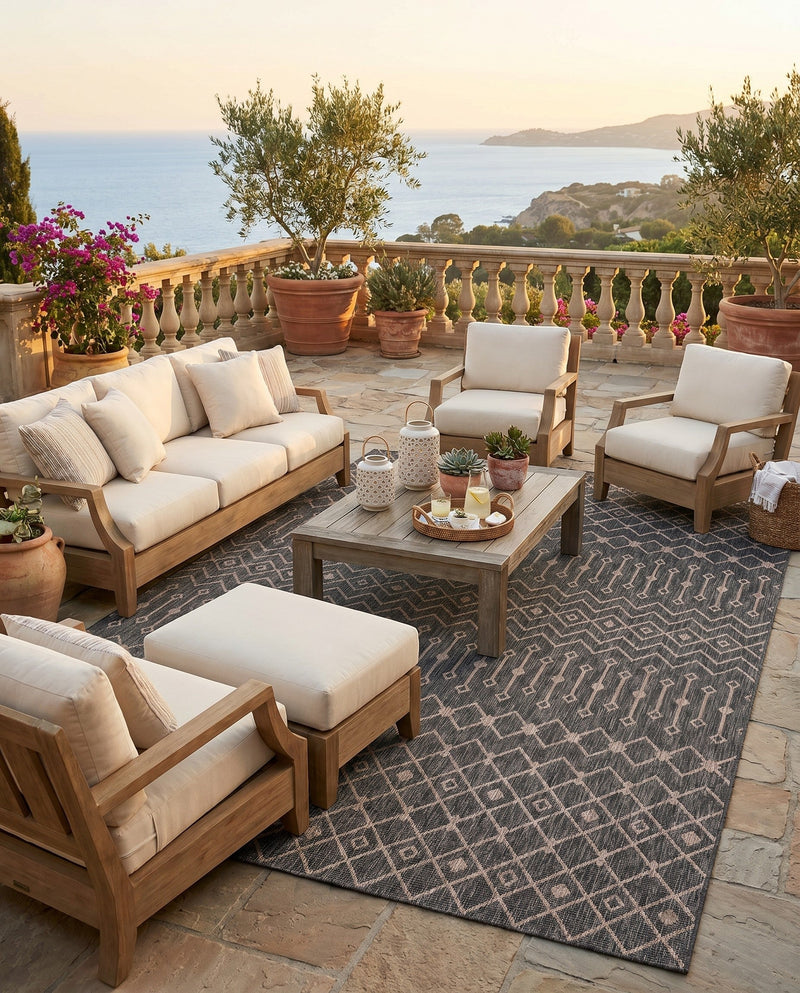 Savannah Pergola Collection Area Rug -  Pergola (Charcoal Gray) Rectangle Charcoal Gray  lifestyle 9