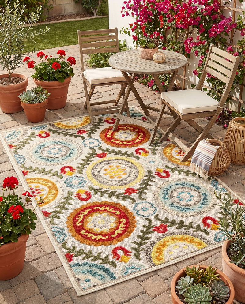 Outdoor Marrakesh Collection Area Rug -  Asilah Rectangle Ivory Beige  lifestyle 51