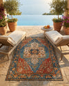 Patio Heritage Collection Area Rug -  Grove Rectangle Navy Blue and Rust Red  lifestyle 14