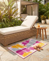 Bahama Breeze Outdoor Collection Area Rug -  CatCay Rectangle Pink  lifestyle 41