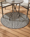 Urban Terrace Collection Area Rug -  Astoria (Black and White) Round Black and White  lifestyle 45