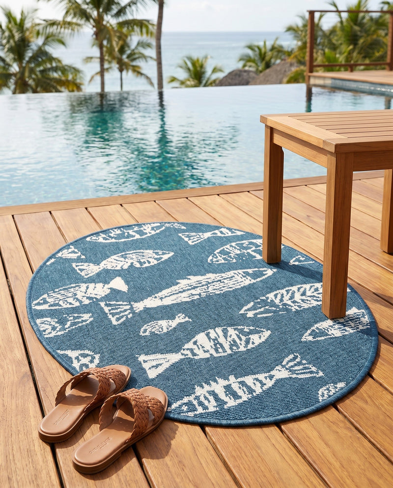 Seaside Haven Rugs Collection Area Rug -  Oceanview Oval Blue  lifestyle 27