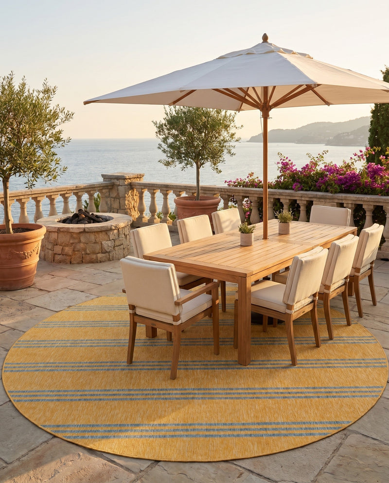 Urban Oasis Rugs Collection Area Rug -  District (Yellow and Aqua) Round Yellow and Aqua  lifestyle 16