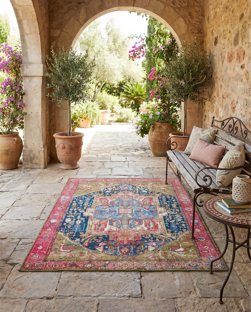 Patio Heritage Collection Area Rug -  Sanctuary Rectangle Multi  lifestyle 27