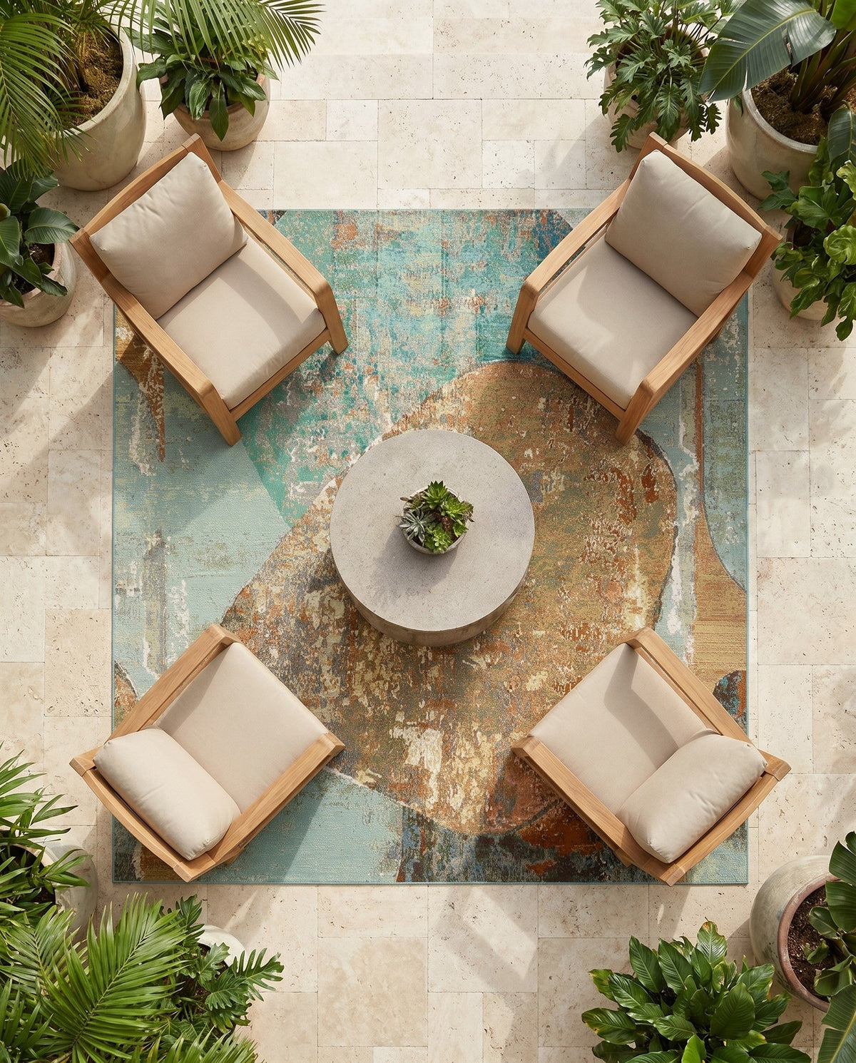 Urban Terrace Collection Area Rug -  Portico Square Multi  lifestyle 86