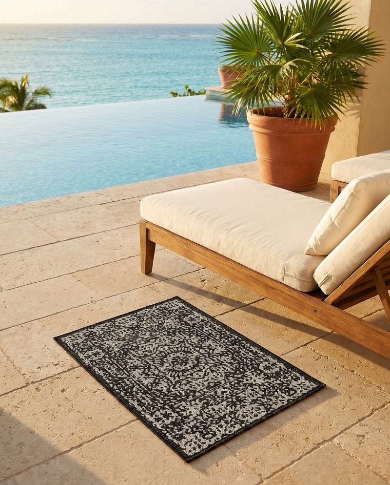 Patio Heritage Collection Area Rug - Savannah (Charcoal Gray) Rectangle Charcoal Gray  lifestyle 27