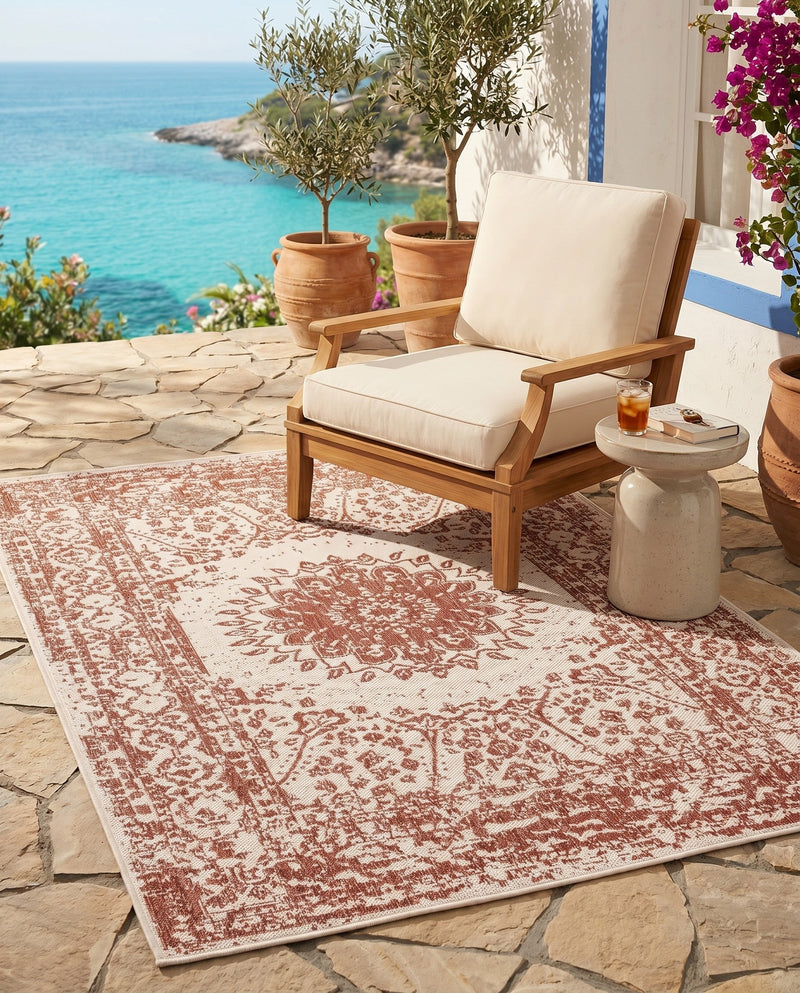 Patio Heritage Collection Area Rug -  Lafayette (Rust Red) Rectangle Rust Red  lifestyle 37