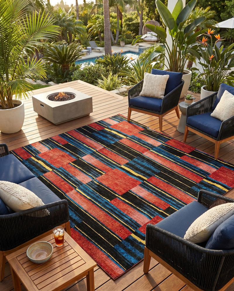 Urban Terrace Collection Area Rug -  Courtyard Square Multi  lifestyle 59