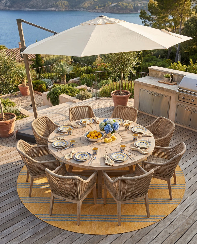Urban Oasis Rugs Collection Area Rug -  District (Yellow and Aqua) Round Yellow and Aqua  lifestyle 17