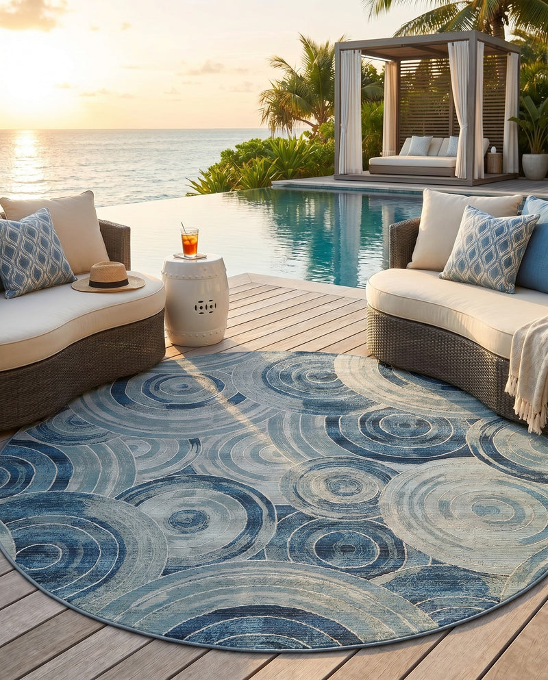 Urban Terrace Collection Area Rug -  Parkside Round Light Blue  lifestyle 52