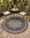 Patio Heritage Collection Area Rug -  Charleston (Charcoal Gray) Round Charcoal Gray  lifestyle 51