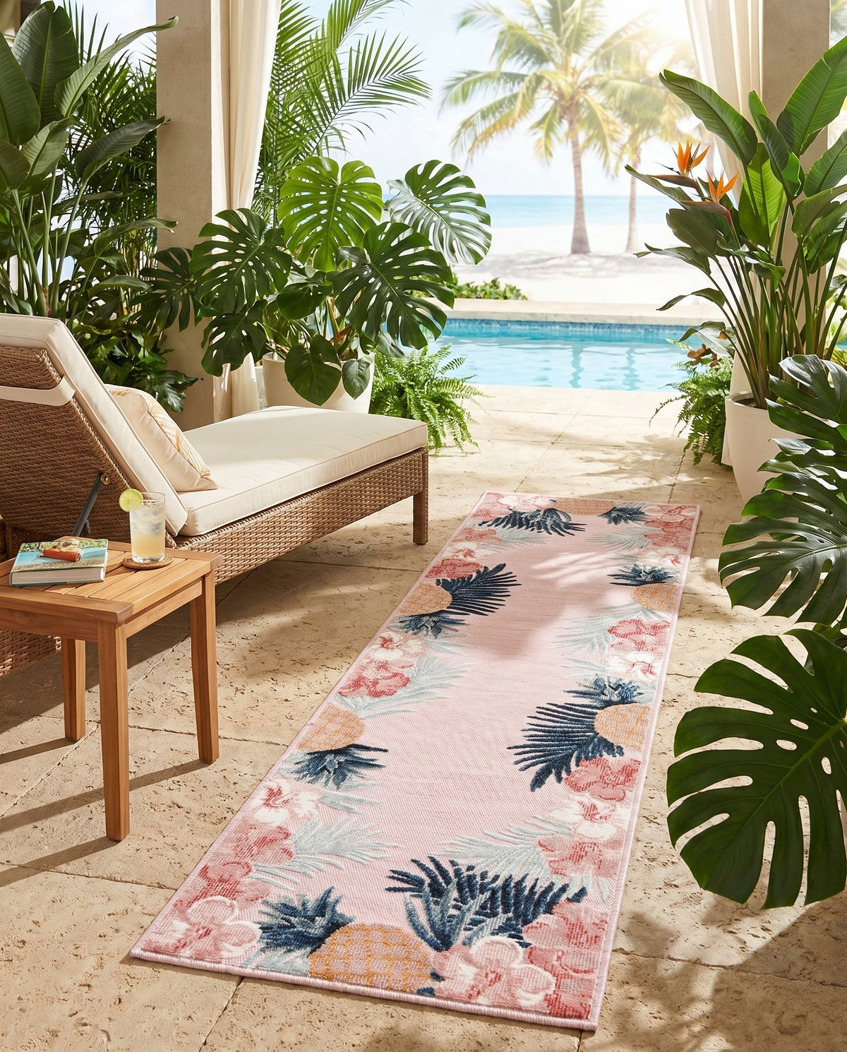 Seaside Blooms Collection Area Rug - Haven Runner Pink  lifestyle 131