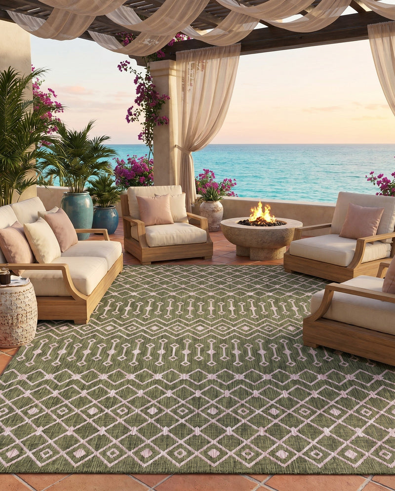 Savannah Pergola Collection Area Rug -  Pergola (Green) Rectangle Green  lifestyle 16