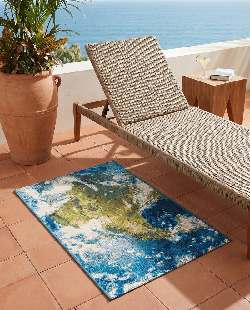 Urban Terrace Collection Area Rug -  Pergola Rectangle Blue  lifestyle 6