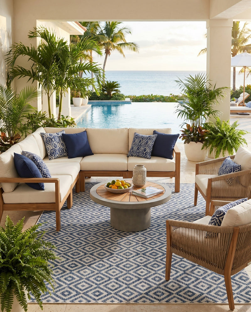 Urban Oasis Rugs Collection Area Rug -  Rooftop (Blue) Rectangle Blue  lifestyle 6