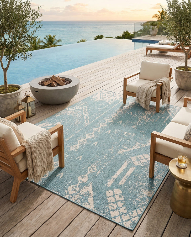 Desert Nomad Terrace Collection Area Rug - Sahara (Light Aqua) Rectangle Light Aqua  lifestyle 15