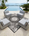 Patio Heritage Collection Area Rug -  Lafayette (Black and White) Square Black and White  lifestyle 77