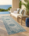 Patio Heritage Collection Area Rug -  Lafayette (Aqua) Runner Aqua  lifestyle 65