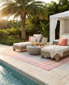 Seaside Stripes Collection Area Rug -  Coral Rectangle Pink and Lavender  lifestyle 58
