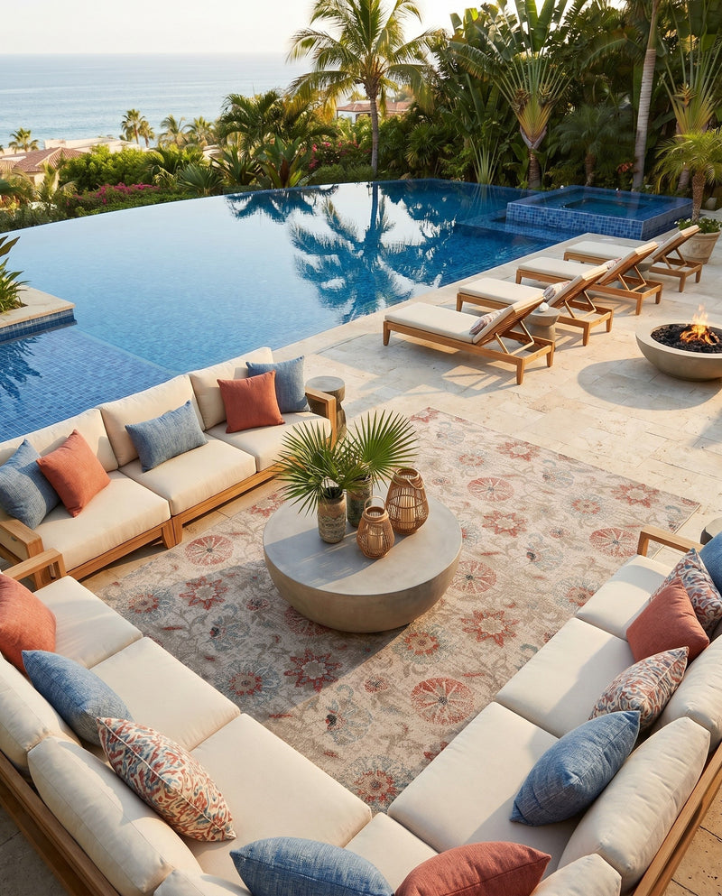 Seaside Blooms Collection Area Rug - Seychelles Rectangle Beige  lifestyle 57