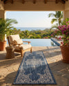 Patio Heritage Collection Area Rug -  Charleston (Blue) Runner Blue  lifestyle 42
