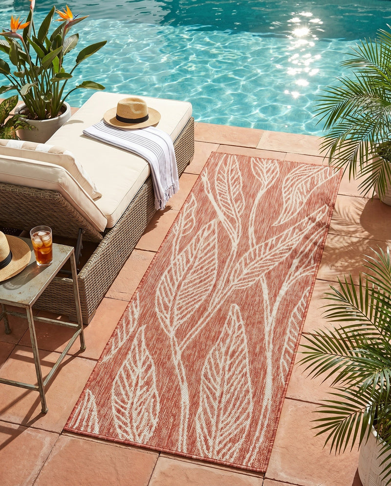 Seaside Blooms Collection Area Rug -  Evergreen (Rust Red) Runner Rust Red  lifestyle 43