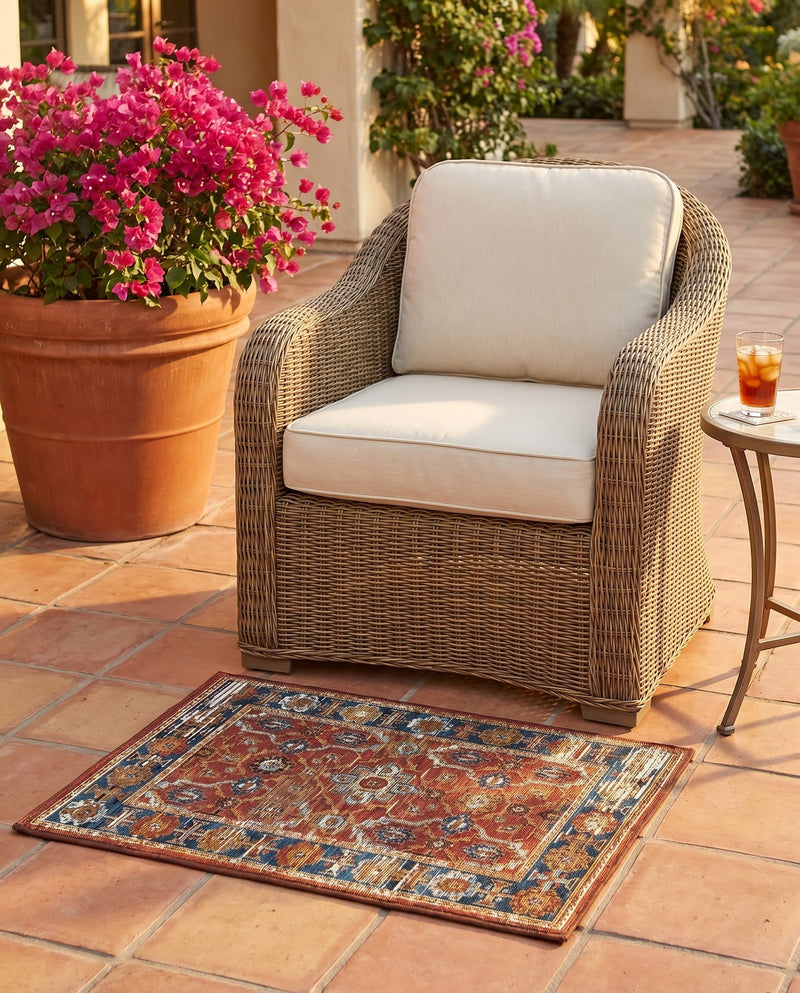 Patio Heritage Collection Area Rug -  Eden Rectangle Antique Red  lifestyle 26