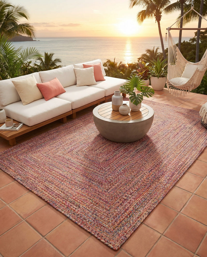 Sustainable Strands Indoor-Outdoor Oasis Collection Area Rug -  Sandbar (Multi) Rectangle Multi  lifestyle 13