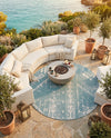 Desert Nomad Terrace Collection Area Rug - Sahara (Light Aqua) Round Light Aqua  lifestyle 23