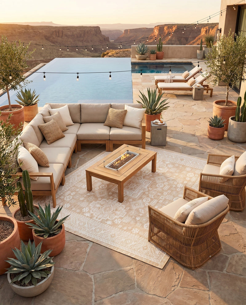 Tribal Terrace Treasures Collection Area Rug -  Incan Isle (Natural) Square Natural  lifestyle 82
