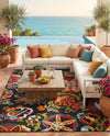Outdoor Marrakesh Collection Area Rug - Fes Rectangle Multi Black  lifestyle 59