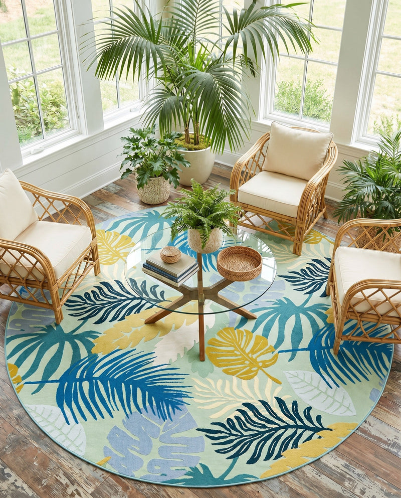 Seaside Blooms Collection Area Rug -  Sunkiss Round Multi  lifestyle 51