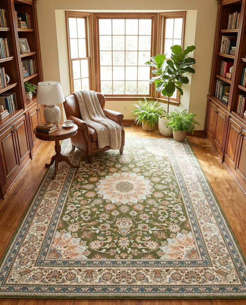 Patio Heritage Collection Area Rug -  Bower Rectangle Green  lifestyle 52