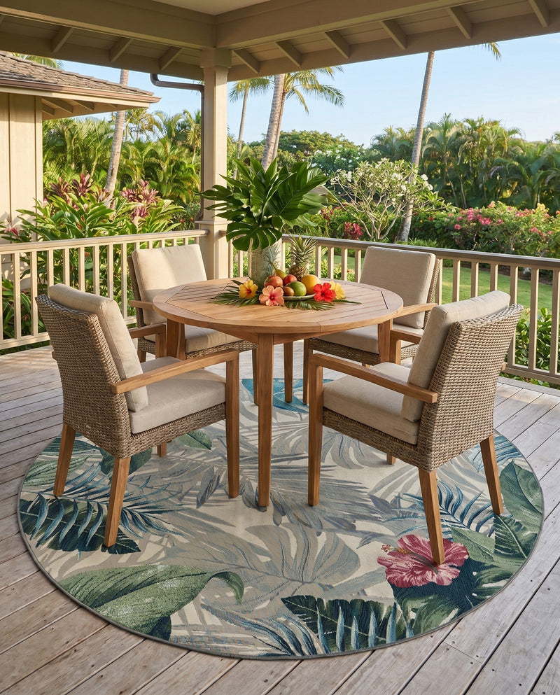 Seaside Blooms Collection Area Rug -  Paradise Round Multi  lifestyle 58