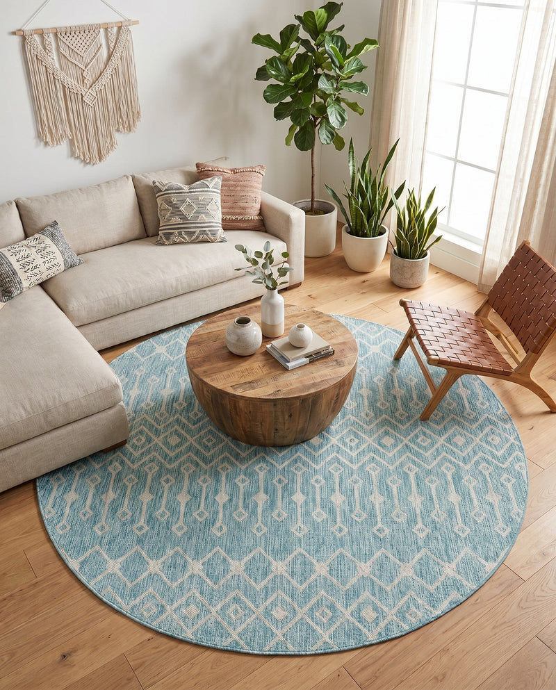 Savannah Pergola Collection Area Rug -  Pergola (Aqua) Round Aqua  lifestyle 61