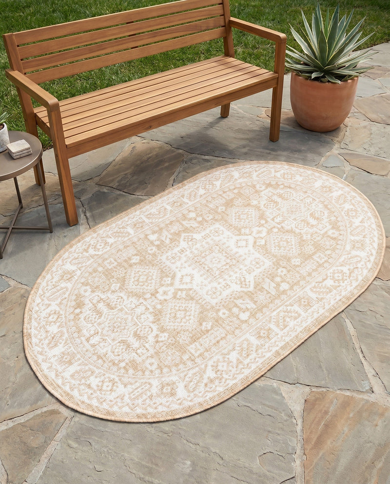 Tribal Terrace Treasures Collection Area Rug -  Incan Isle (Natural) Oval Natural  lifestyle 54