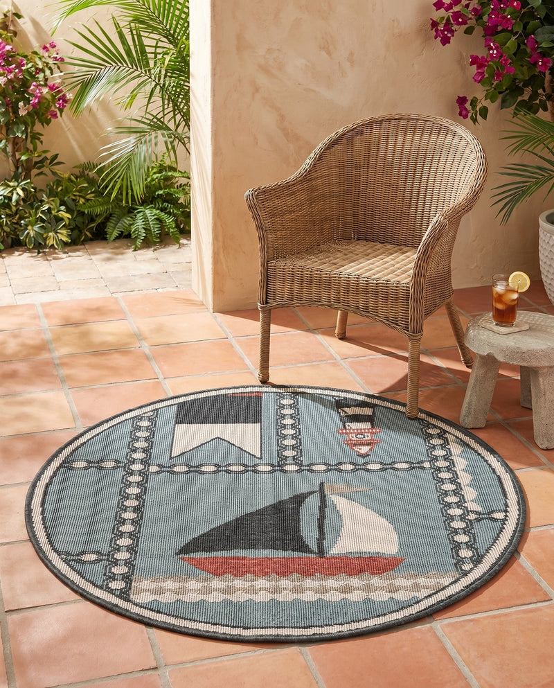 Seaside Haven Rugs Collection Area Rug -  Anchorage Round Blue  lifestyle 73