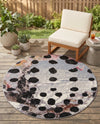 Urban Terrace Collection Area Rug -  Piazza Round White and Black  lifestyle 71