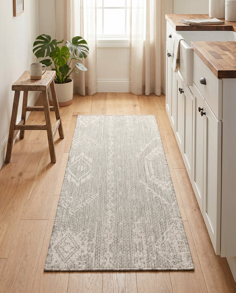 Desert Nomad Terrace Collection Area Rug - Sahara (Gray) Runner Gray  lifestyle 22