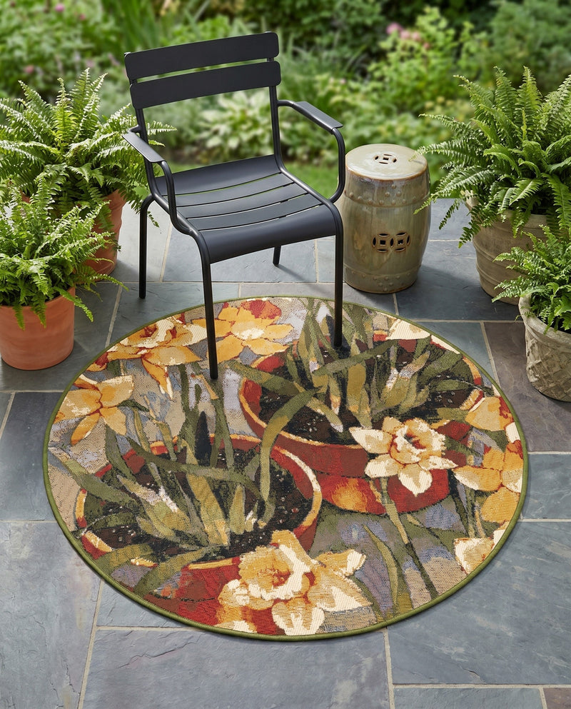 Seaside Blooms Collection Area Rug - Eden Round Multi  lifestyle 68