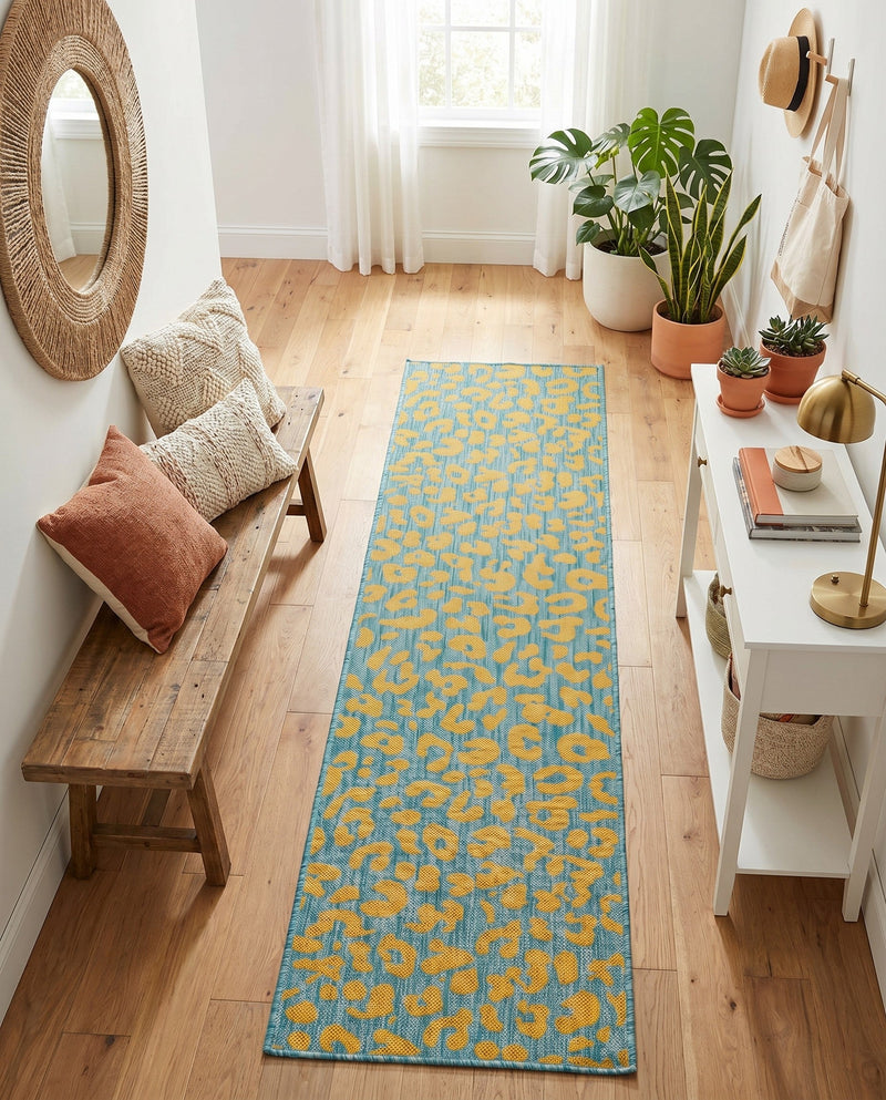 Savannah Escape Collection Area Rug -  Amazon (Blue Yellow) Runner Blue Yellow  lifestyle 58