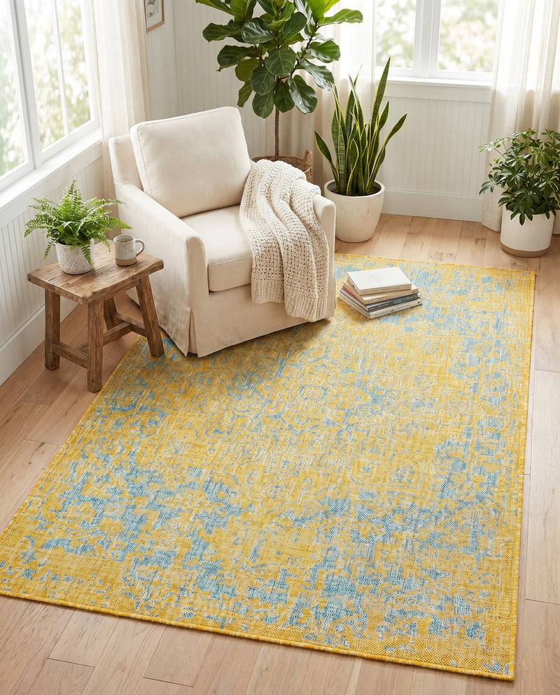 Urban Oasis Rugs Collection Area Rug -  Penthouse (Yellow and Aqua) Rectangle Yellow and Aqua  lifestyle 17