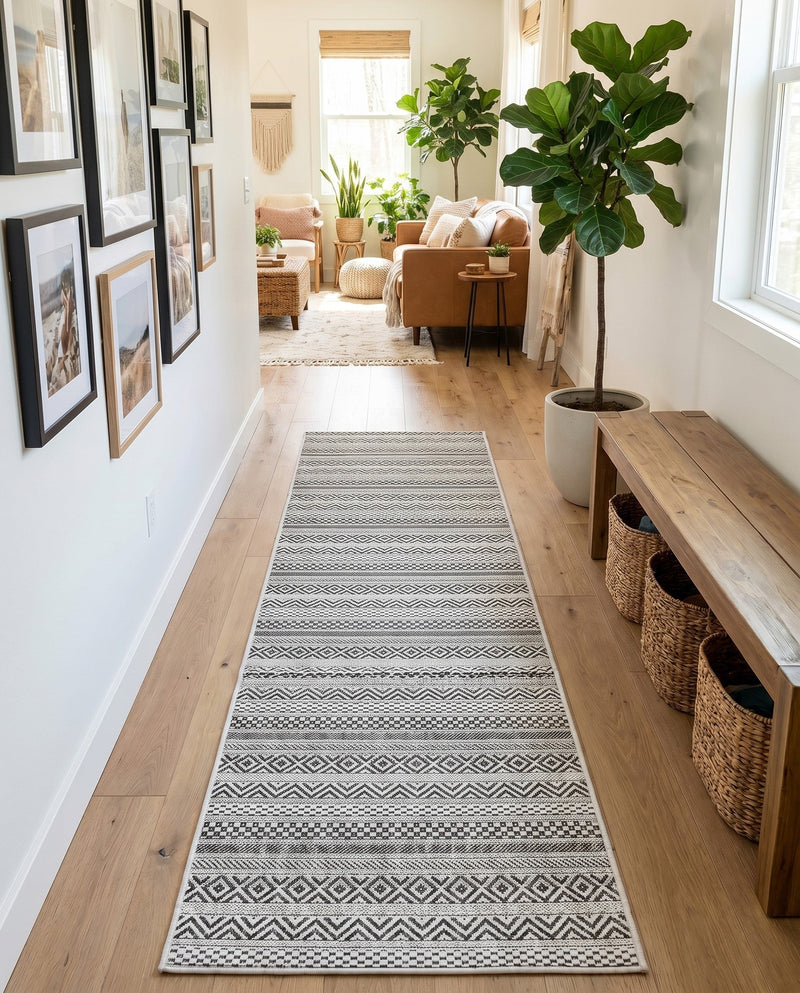 Seaside Stripes Collection Area Rug -  Boardwalk (Beige) Runner Beige  lifestyle 40